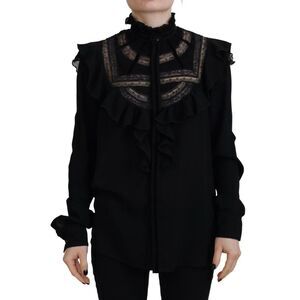 Dsquared² Black Lace Trim Turtle Neck Long Sleeves Women's Top (Pre-Owned)